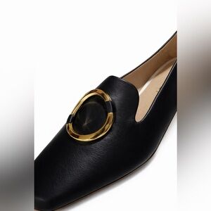 Massimo Dutti BLACK Leather Loafers / Mule Slides